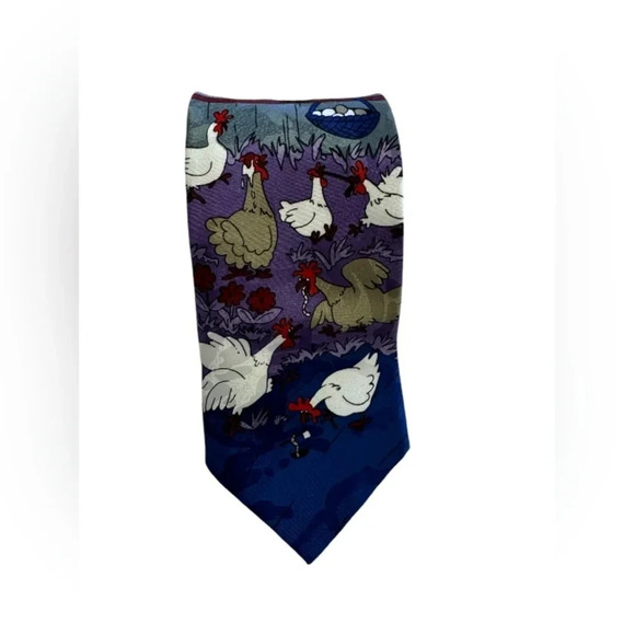 Manhattan Chicken  Animal Print Funny Multicoloured Necktie O/S - Picture 1 of 8